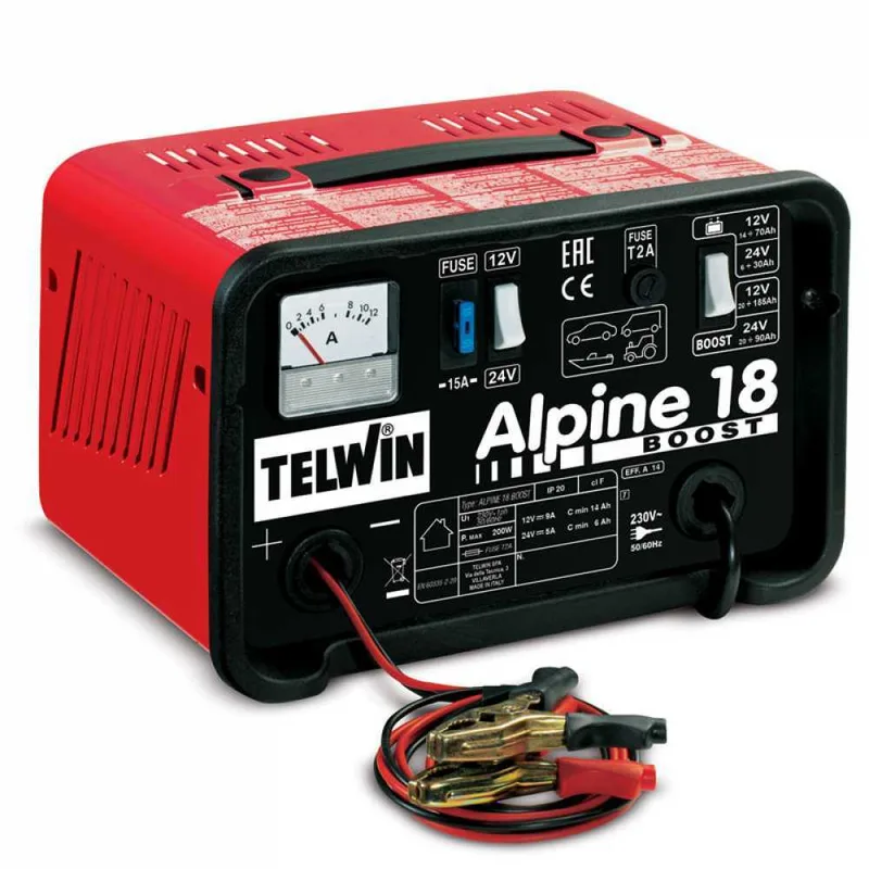 Telwin Alpine 18 Boost - Chargeur de batterie - batteries humides d'une tension de 12/24V - monophasé