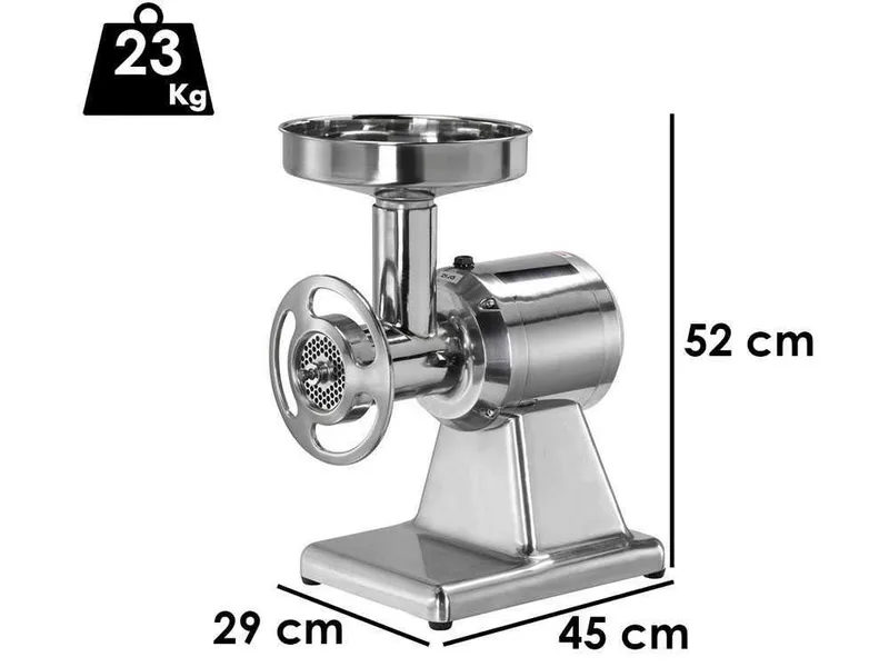Fimar TC22SN - Hachoir à viande électrique - 400 V - 1,5 CV - Groupe de hachage en INOX - Sans inverseur de marche
