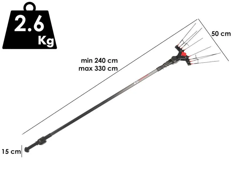 Castellari Vertigo Carbon L 18V - Peigne vibreur pour olives à batterie lithium-ion 18 V 7.8 Ah - Perche télescopique 240 à 330 cm