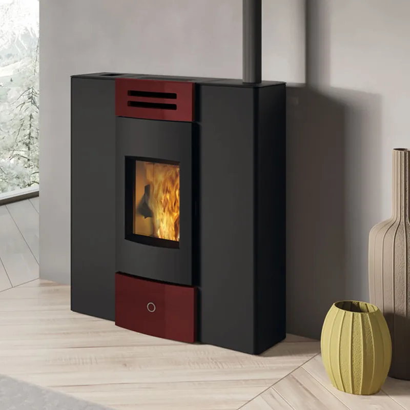 EK63 Dub 100++ Poêle à granulés céramique bordeaux