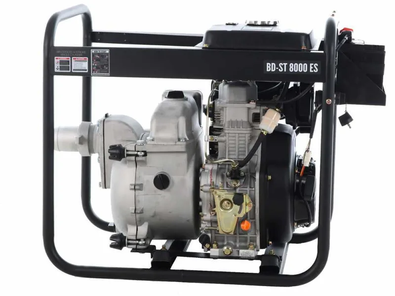 Moto-pompe diesel Blackstone BD-ST 8000ES pour eaux usées chargées avec raccords 80 mm - Euro 5