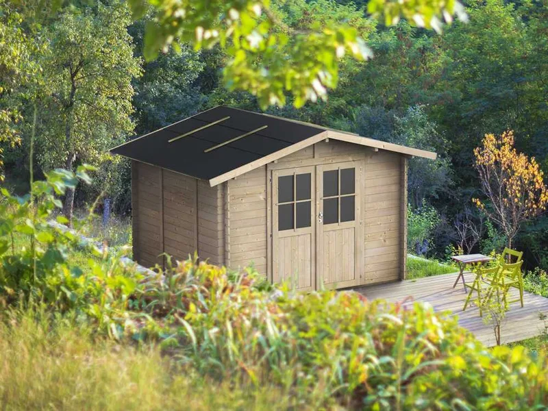 Alce Opera 215x180 - Abri de jardin à bois - Avec fenêtres et porte à double battant - 215x180x207 cm