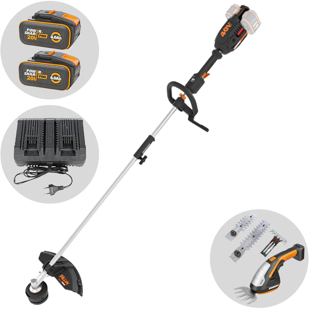 Worx NITRO WG186E - Débroussailleuse multifonction à batterie - 2x20V/4Ah