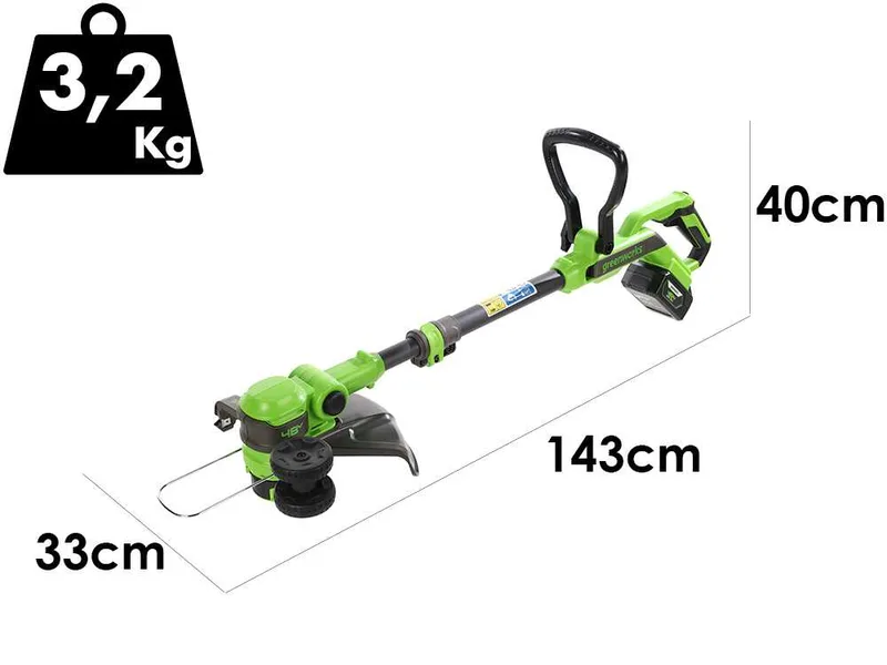 Greenworks G48GTE30IIK2 - Coupe-bordure à batterie - 48 V 2 Ah