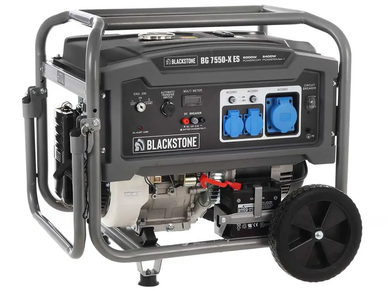 BlackStone BG 7550-X ES - Groupe électrogène sur chariot à essence avec AVR 5.4 kW - Continue 5 kW Monophasé + ATS
