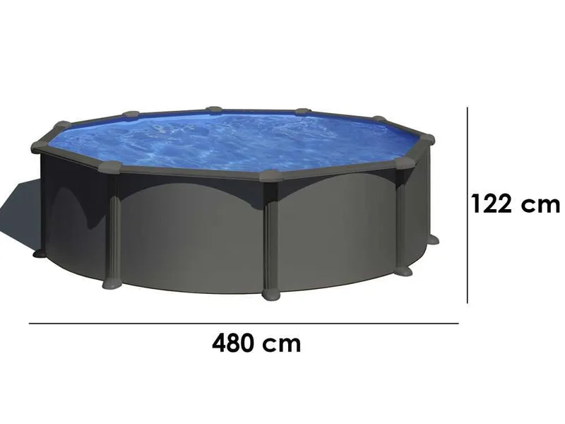 Gre Anthracite Ronde Ø460 x 120 cm - Piscine hors-sol en acier