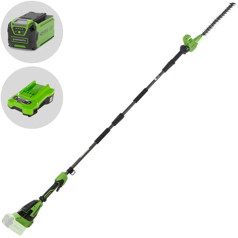 Greenworks PH40B01-01 - Taille-haie électrique sur perche orientable - 40 V/2 Ah