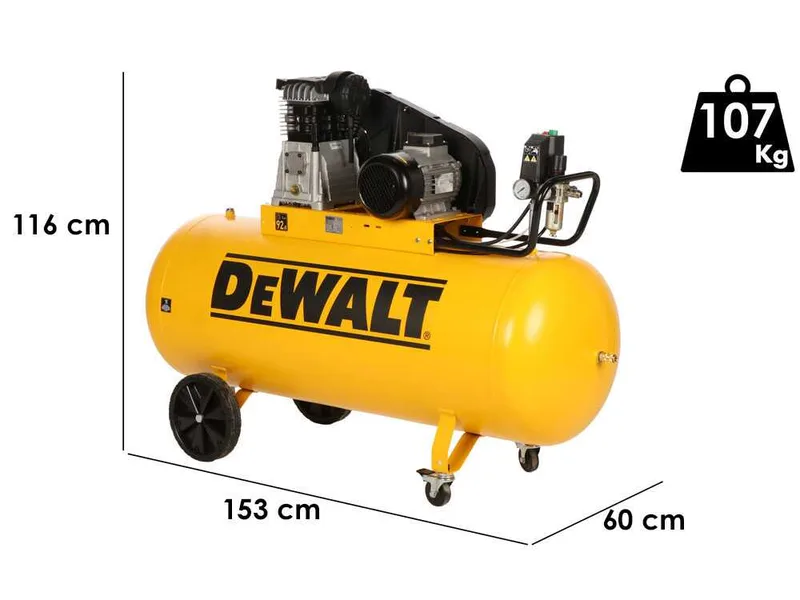 DEWALT DXCMB4T270HE - Compresseur d'air électrique triphasé par courroie - Moteur 4 CV – 270 L