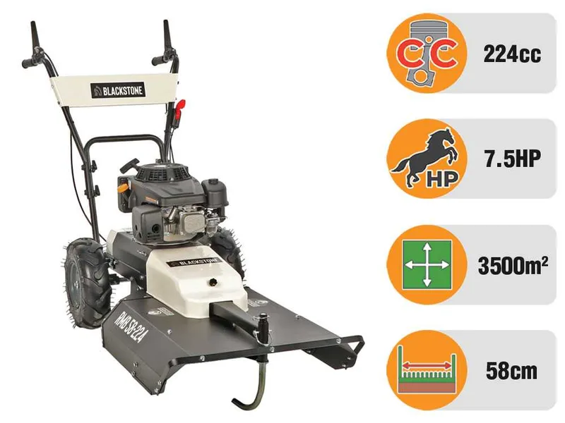 Blackstone RMB 58-224 - Tondeuse débroussailleuse thermique - Moteur Loncin LC1P75F 224 cm³