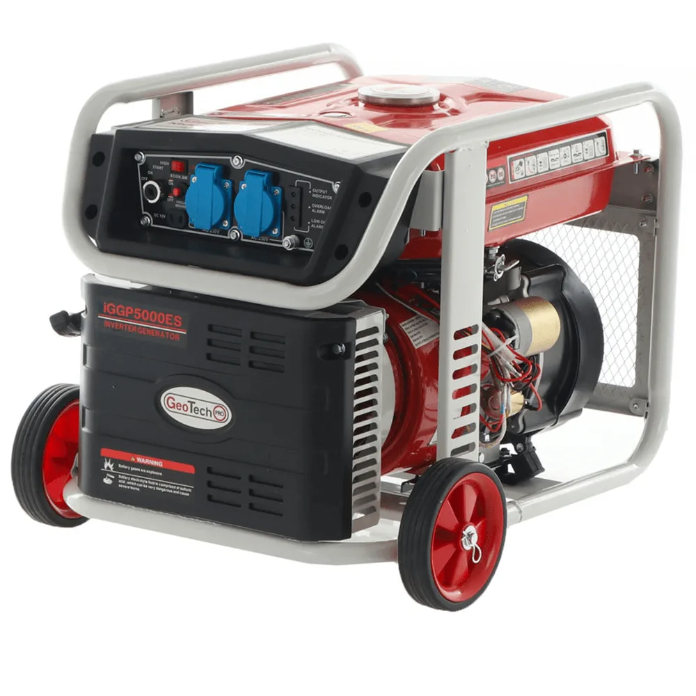 GeoTech Pro iGGP5000ES - Groupe électrogène inverter avec dém. électrique 4 kW sur chariot - Continu 3.5 kW Monophasé