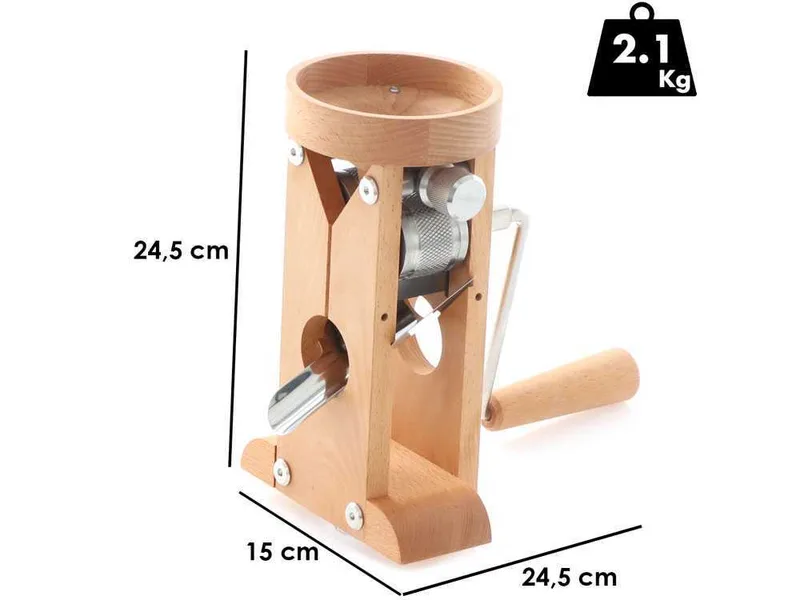 Schnitzer Campo 150g - Floconneuse manuelle de table en hêtre avec rouleaux en acier inox