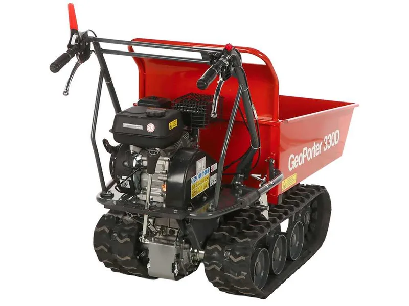 GeoTech Pro GeoPorter 330D - Brouette motorisée à chenilles à 6 galets avec benne dumper - 300 kg