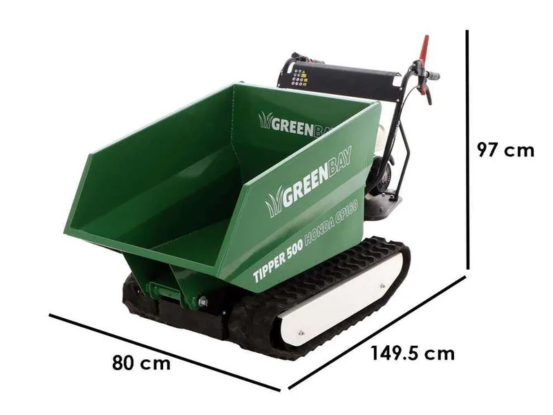 Brouette motorisée à chenilles dumper GreenBay Tipper 500 - Moteur Honda GP160