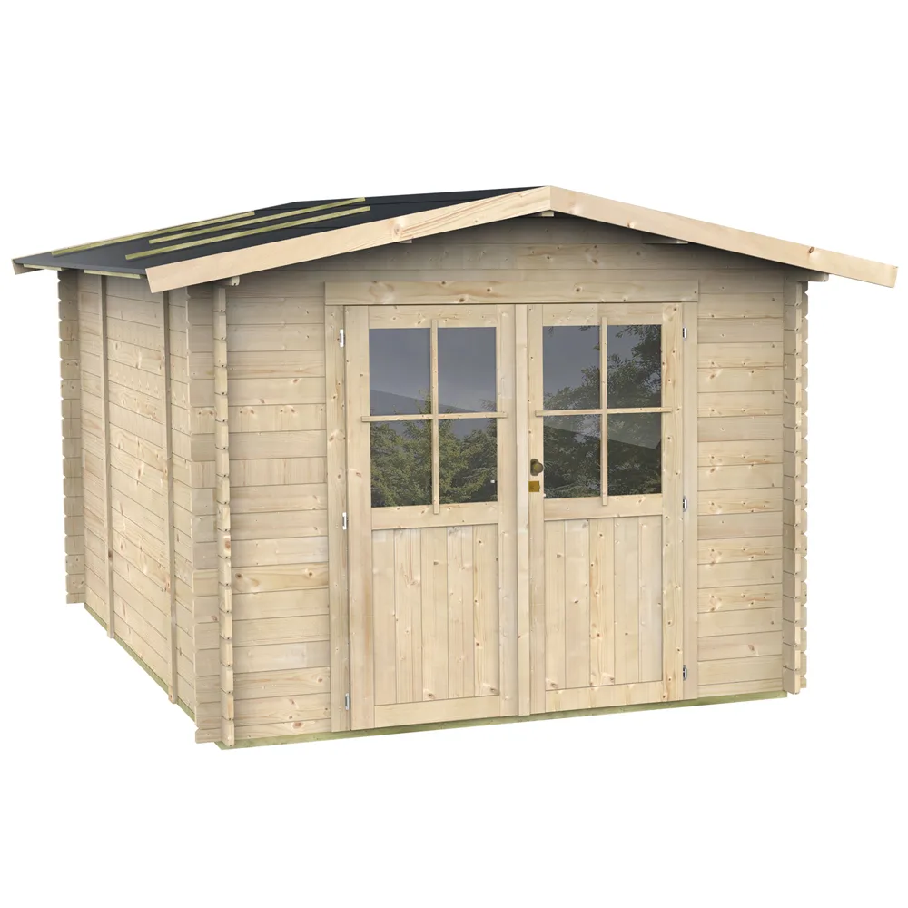 Alce Opera 250x250 - Abri de jardin à bois - Avec fenêtres et porte à double battant - 250x250x207 cm