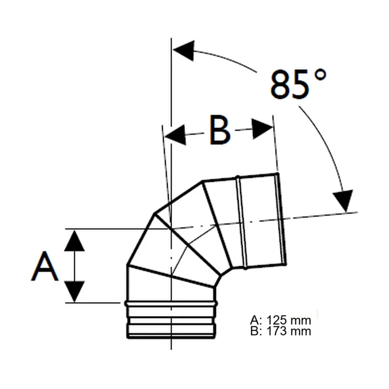 Schiedel PRIMA PLUS coude 85° Ø130 mm simple paroi mat