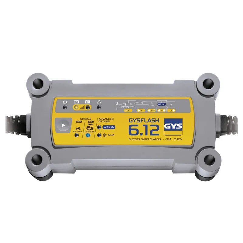 GYS Flash 6.12 - Chargeur et mainteneur de charge automatique - Batteries 12 V de 1,2 à 125 Ah