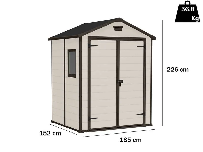 Keter Manor beige - Abri de jardin - Avec fenêtre latérale - 185x152x226 cm