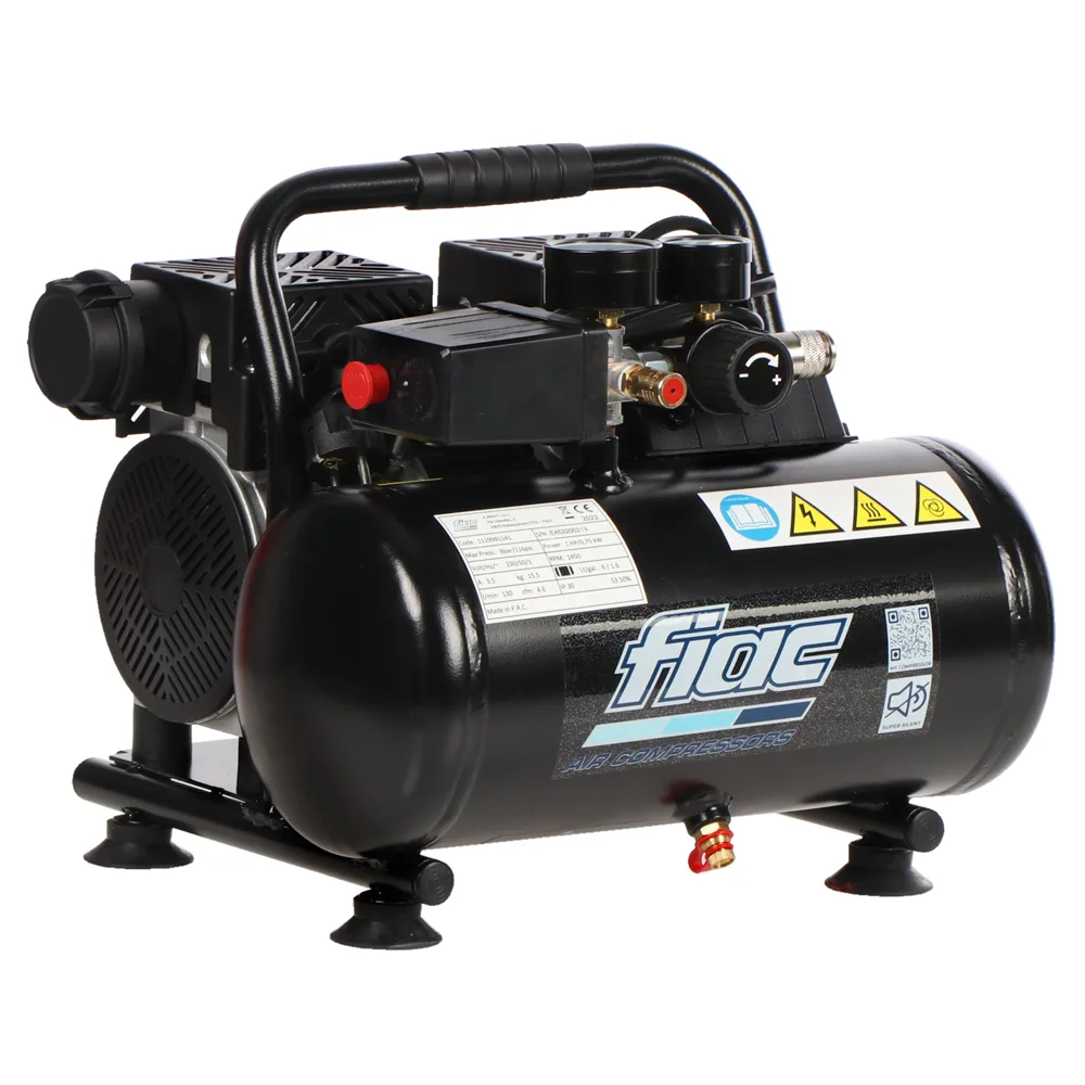 Fiac SUPERSILENT 6/1 - Compresseur d'air électrique portatif monophasé silencieux, oil-less - Moteur 1 CV - 6 L