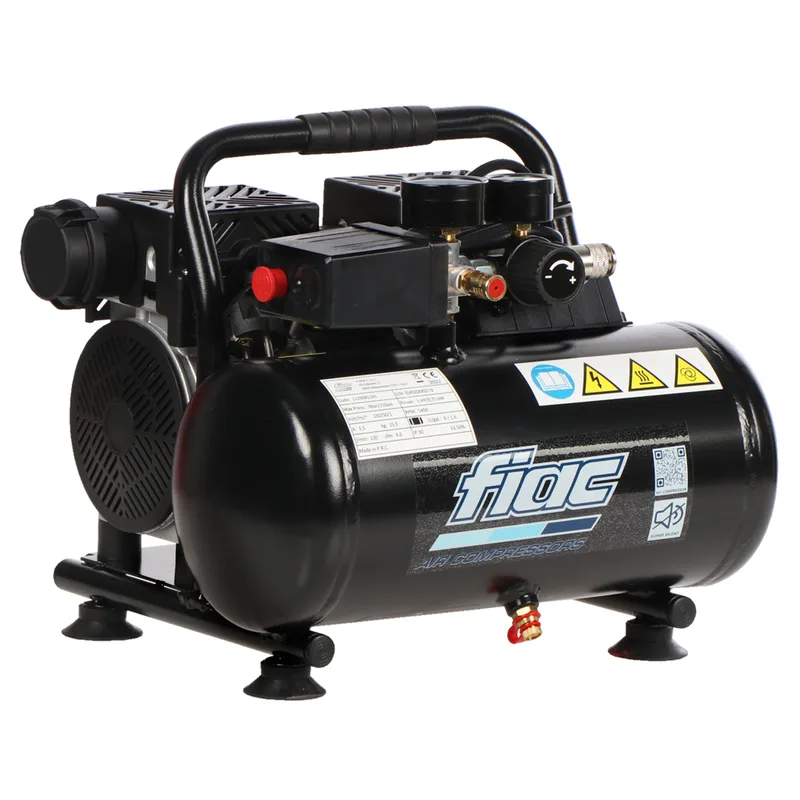 Fiac SUPERSILENT 6/1 - Compresseur d'air électrique portatif monophasé silencieux, oil-less - Moteur 1 CV - 6 L
