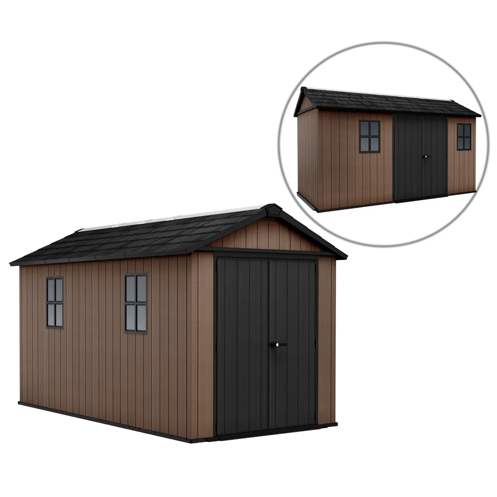 Keter Newton plus 7513/1375 - Abri de jardin - Avec double porte et fenêtres - 230 x 413 x 246 cm