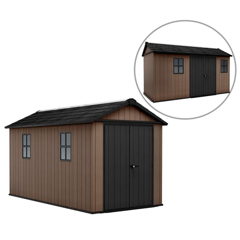 Keter Newton plus 7513/1375 - Abri de jardin - Avec double porte et fenêtres - 230 x 413 x 246 cm