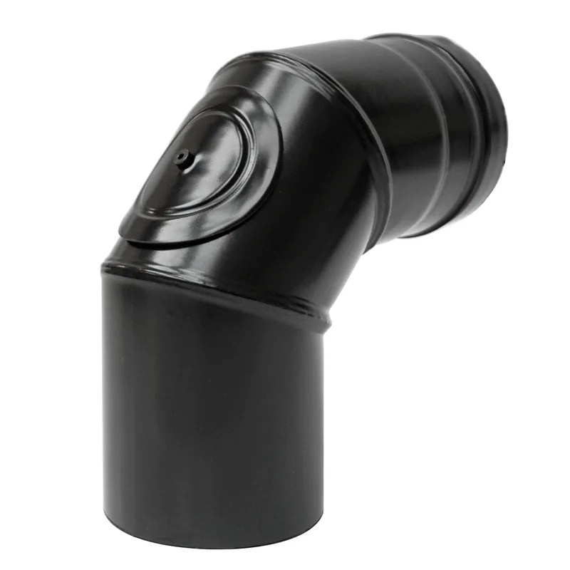 Raik conduit de poêle / tuyau de poêle 80 mm - coude à 90° en trois parties avec ouverture de nettoyage