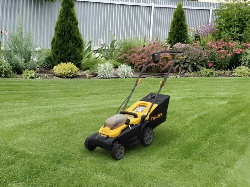 Stanley SCMWP3401M1-QW - Tondeuse à gazon à batterie - 18 V 4,0 Ah - Largeur de coupe 34 cm