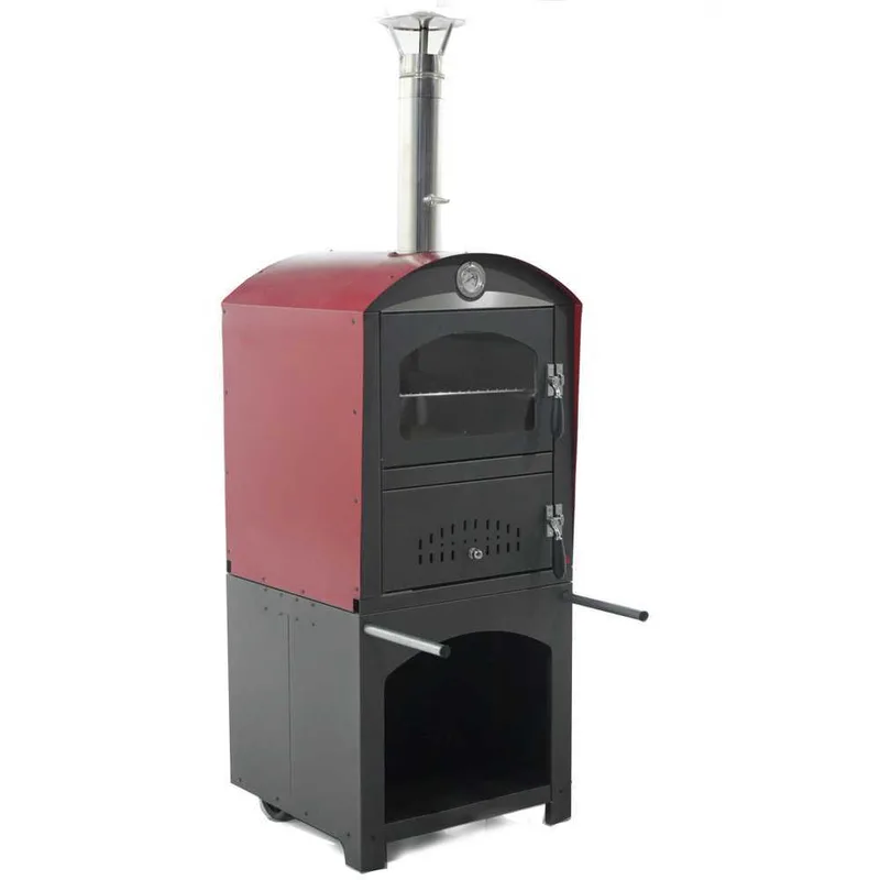 AgriEuro Minimus 50 Mini EXT - Four à pizza à bois en acier d'extérieur - Toit rouge