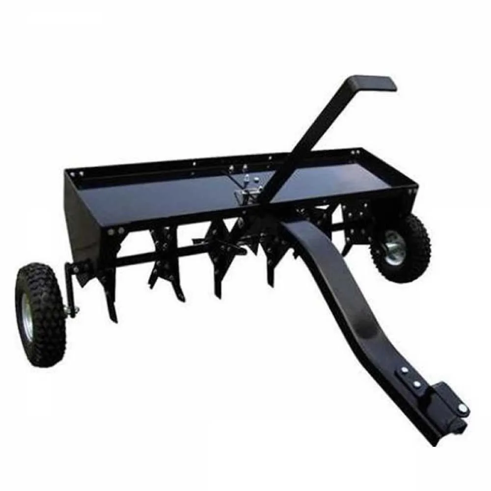 Aérateur scarificateur tracté à disques pour tracteur tondeuse - avec dispositif d'attelage