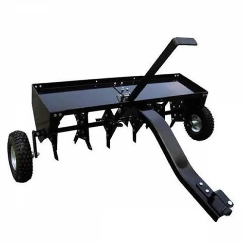 Aérateur scarificateur tracté à disques pour tracteur tondeuse - avec dispositif d'attelage