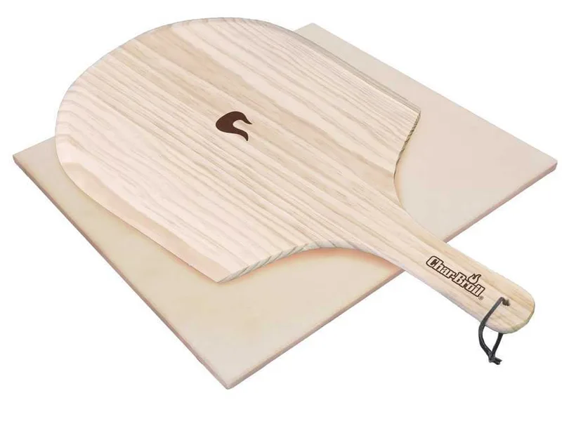 Set pierre rectangulaire et pelle en bois pour pizza