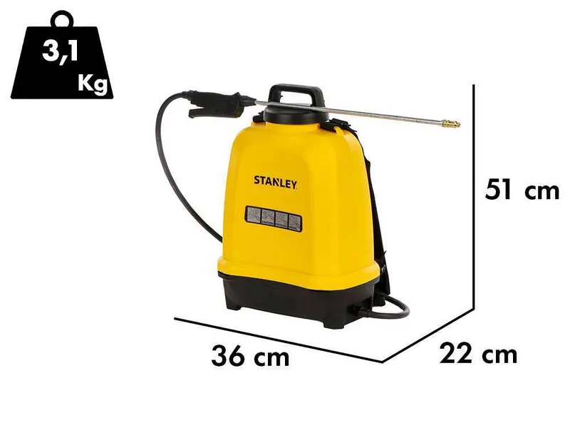 Stanley SXSPBS12E - Pulvérisateur à dos à batterie - 12 litres - 14,4V/2Ah