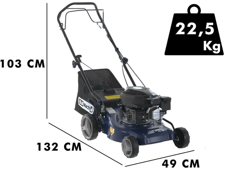 BullMach PARIS - 40 IS - Tondeuse à gazon thermique tractée - Moteur thermique 4HP - Coupe 40 cm