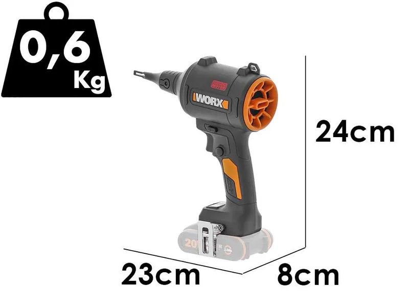 Worx Nitro WX099 - Souffleur de poussière portable à batterie - Batterie PRO 20 V / 4 Ah