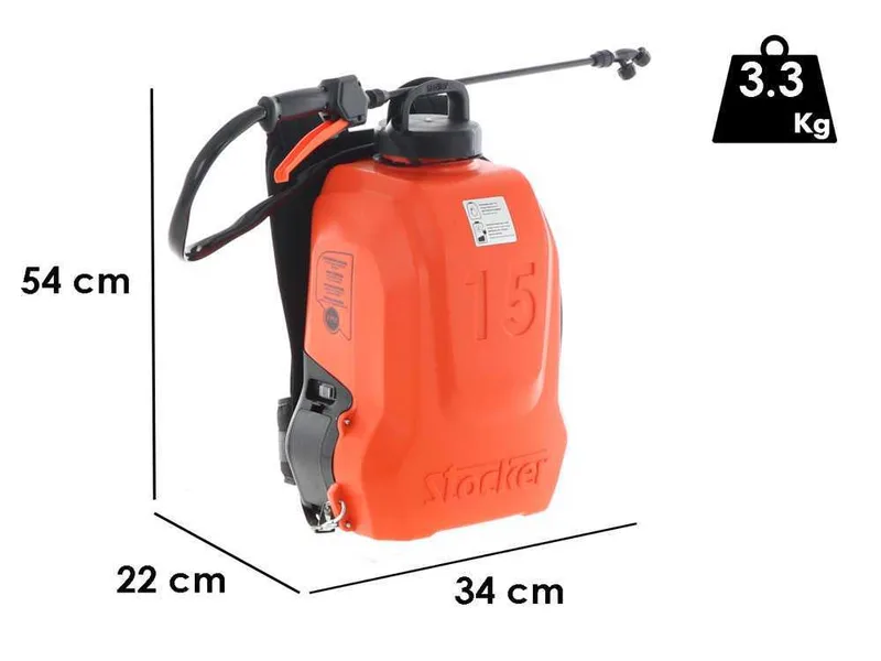 Pulvérisateur à dos à batterie Stocker 403 Nebla - Réservoir de 15 litres