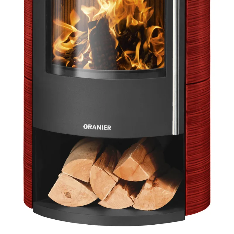 Oranier Polar Neo 6 Poêle à bois Acier Noir / Céramique Rouge Paprika, DIBt