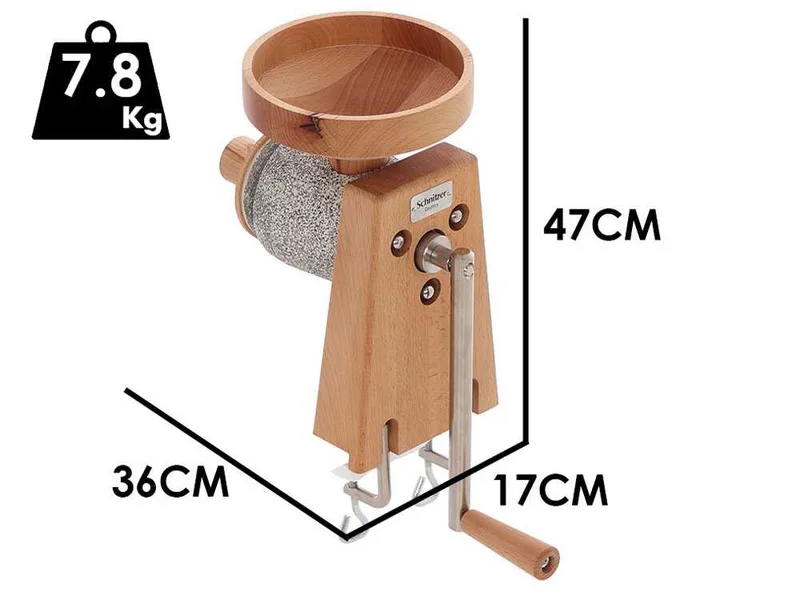 Schnitzer Country - Moulin à céréales manuel - Trémie en bois