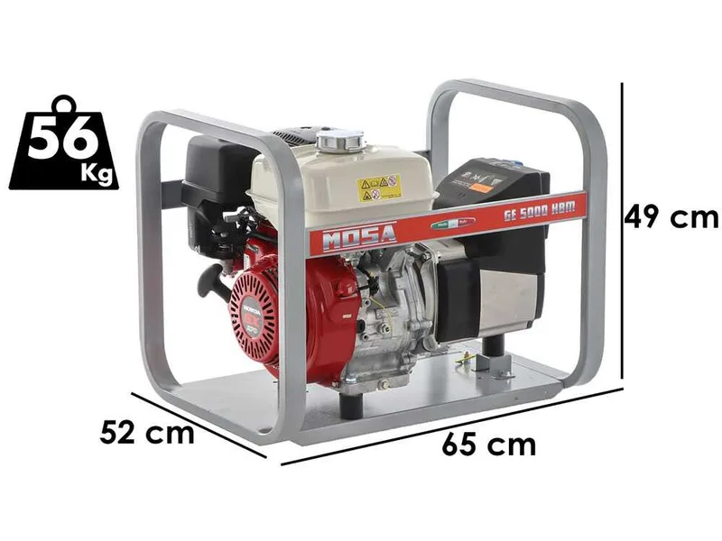 MOSA GE 5000 HBM - Groupe électrogène à essence 4.5 kW - Continu 3.6 kW Monophasé