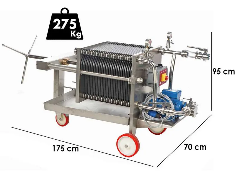 Enotecnica Pillan FC43 - Filtre professionnel pour cave à vin, 30 cartons 40x40 cm - Châssis et pompe INOX