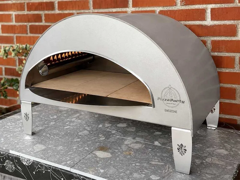 Pizza Party Emozione Perla - Four à pizza à gaz d'extérieur - Chambre de cuisson 40 x 70 cm - Sole en briques réfractaires