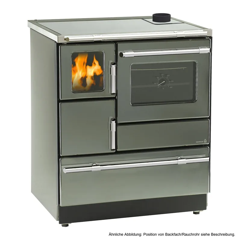 Wamsler K 128 F Cuisinière à bois à gauche anthracite métallisé avec plaque en acier