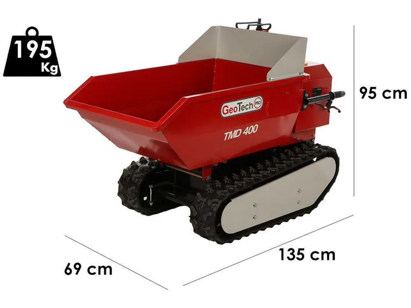 GeoTech Pro TMD 400 - Brouette à batterie 48V 15Ah avec caisson dumper