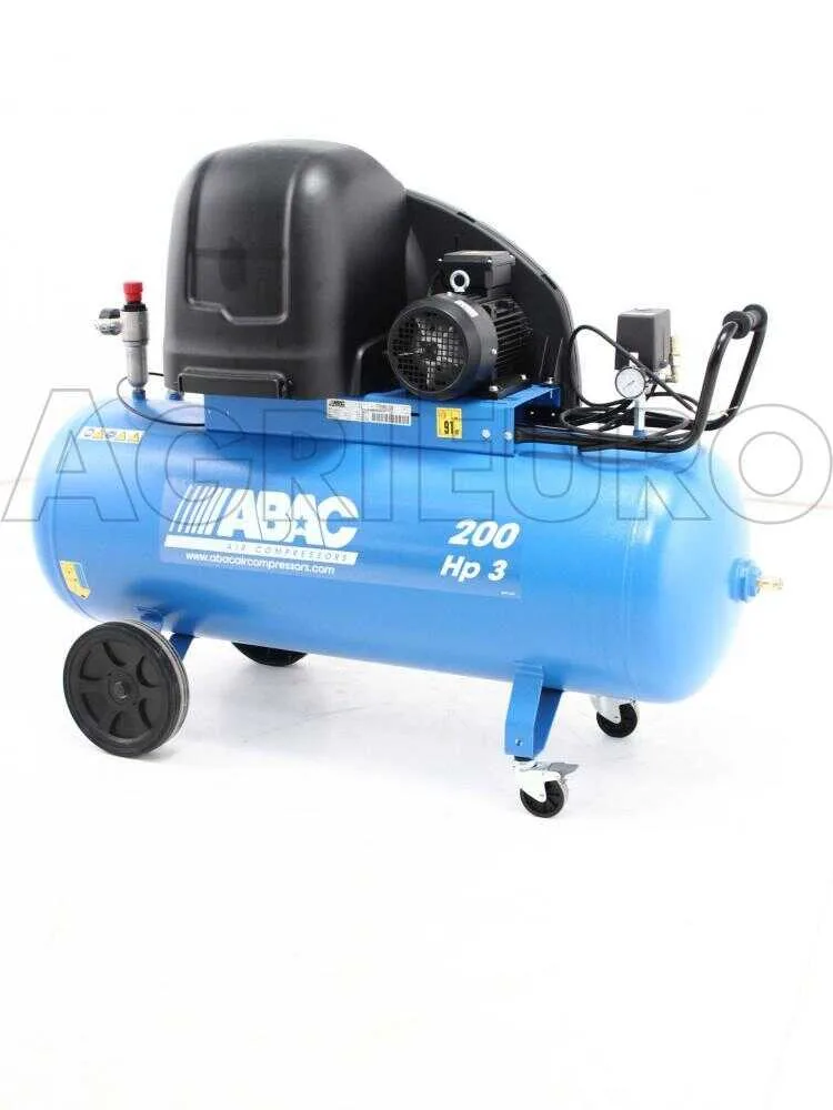 ABAC PRO A39B 200 CT3 - Compresseur d'air électrique triphasé par courroie silencieux - Moteur 3 CV - 200 litres
