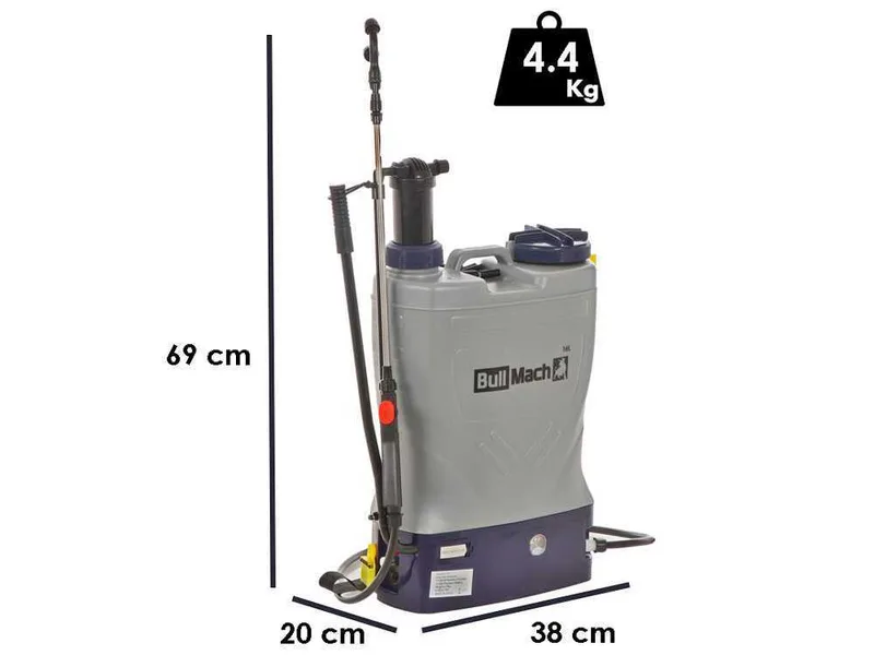 BullMach Pandora 16EM Li - Pompe de pulvérisation à dos électrique à batterie et manuel - 12V 8Ah