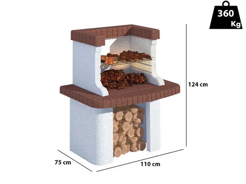 Linea VZ Gavi - Barbecue à bois et charbon en maçonnerie