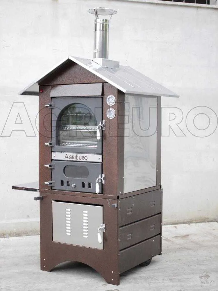 AgriEuro Medius 60 Deluxe EXT - Four à bois en acier d'extérieur - Cuivre émaillé - Inox