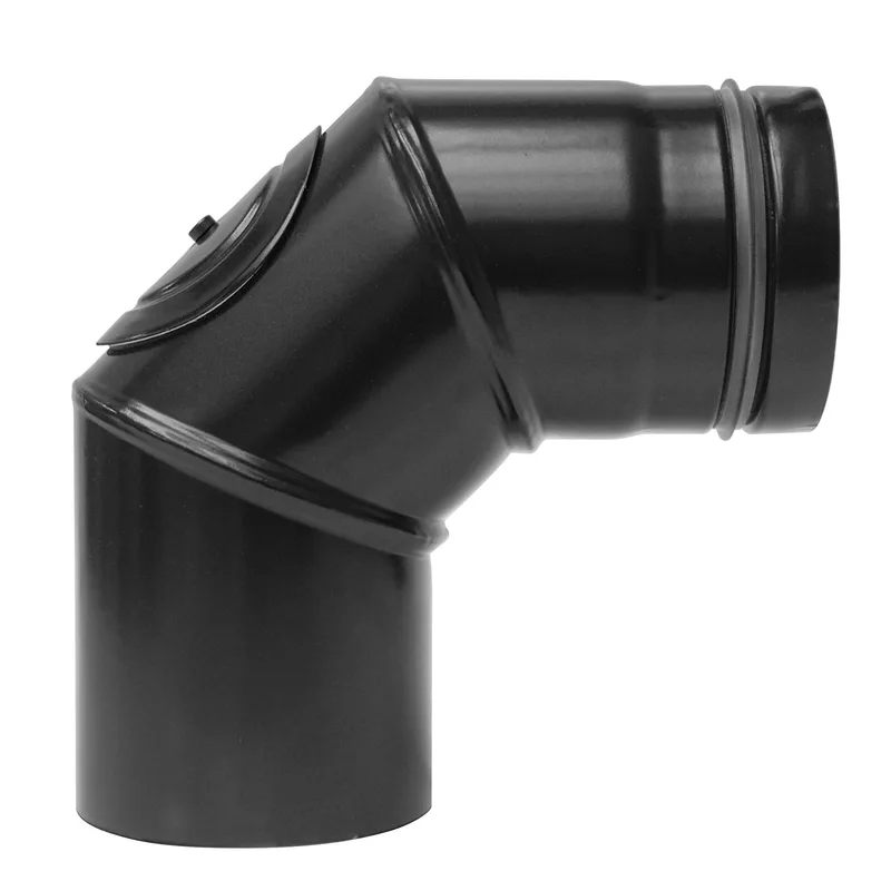 Raik conduit de poêle / tuyau de poêle 80 mm - coude à 90° en trois parties avec ouverture de nettoyage