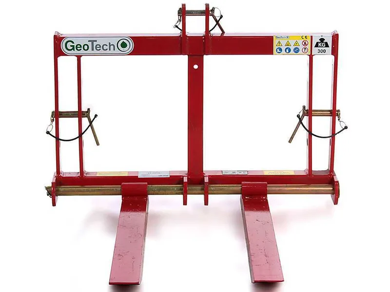GeoTech D300 - Fourche à palettes pour tracteur - Portepalette postérieure - Capacité de charge 300 Kg