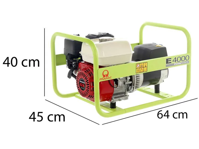 Pramac E 4000 - Groupe électrogène 3 KW monophasé à essence - avec moteur Honda GX 200
