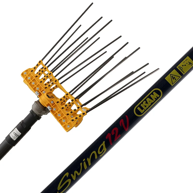 Peigne vibreur électrique à batterie Lisam Swing - Avec 8 + 8 dents en carbone - 240 cm - Perche fixe